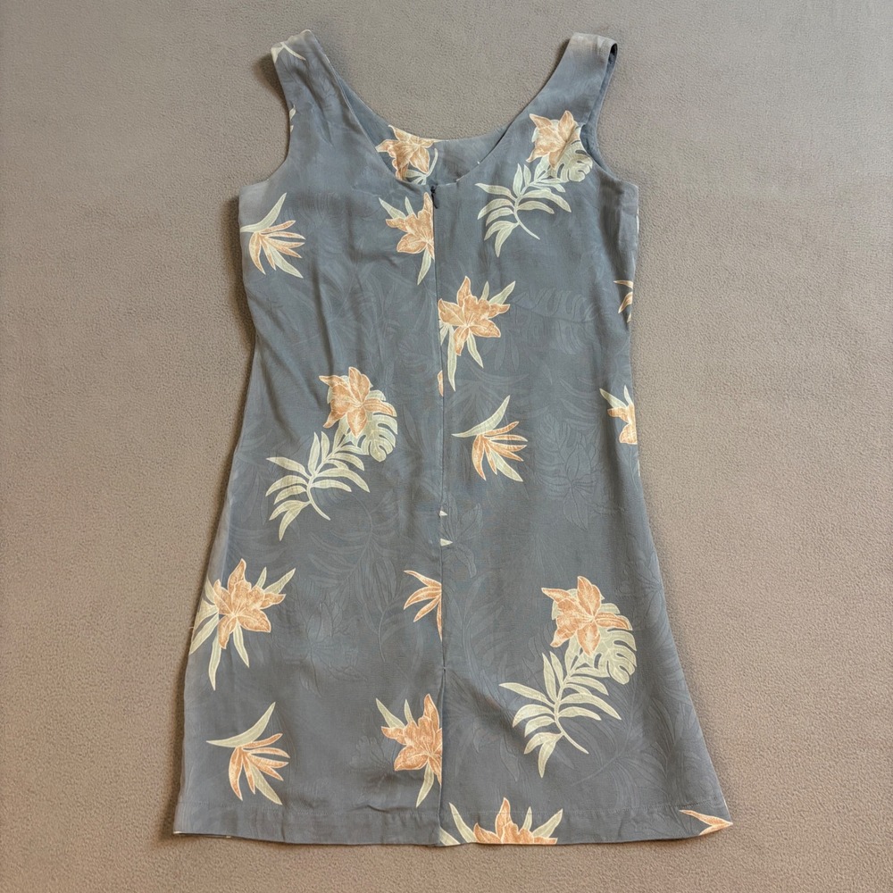 Luau Silk Tropical Floral Print Sleeveless Mini Dress Women's XS - Picture 3 of 10